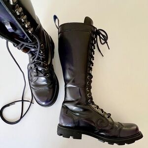 John Fluevog Derby Swirl lace-up boots (17 eye) Size 8.5 US Women’s Deep Purple